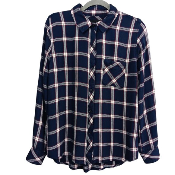 RAILS Women's Hunter Plaid Button Down Shirt Size M Blue Long Sleeve Soft Top - Picture 1 of 4